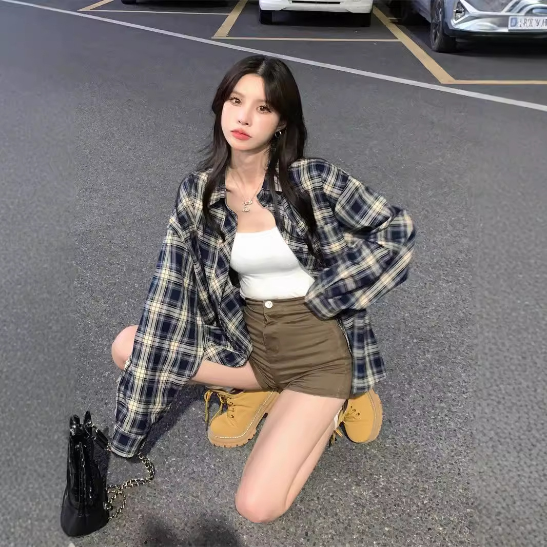 チェック 服 レディース長袖チェック柄シャツ