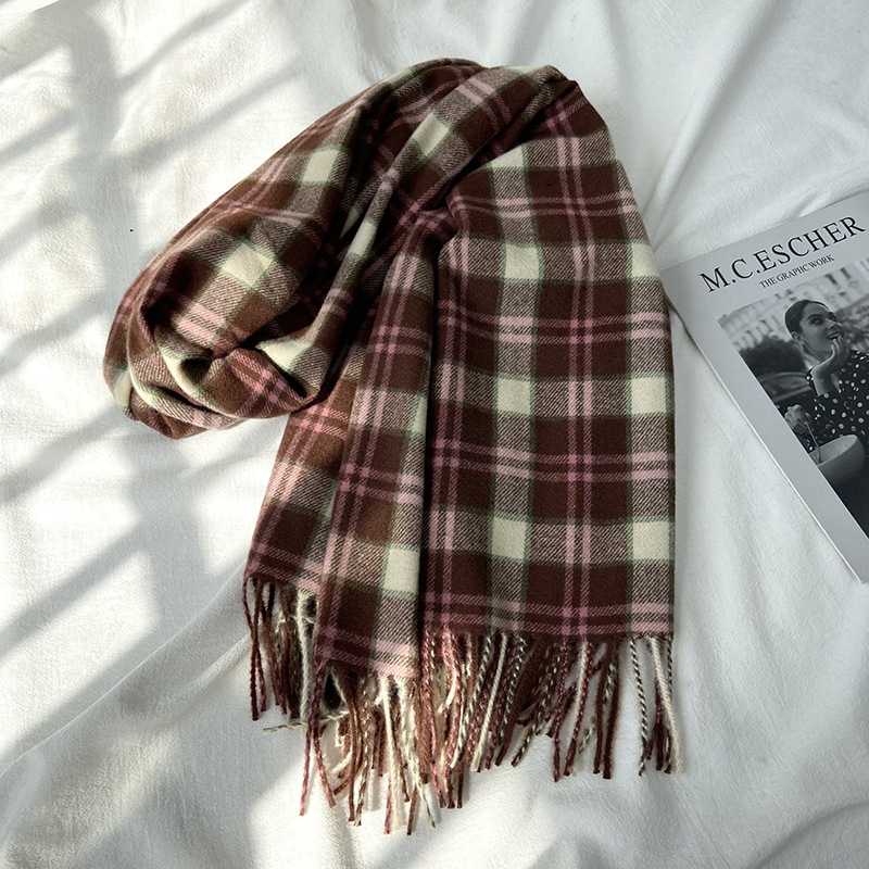 チェック 服 暖かチェック柄マフラー レディース 防寒小物 4色展開