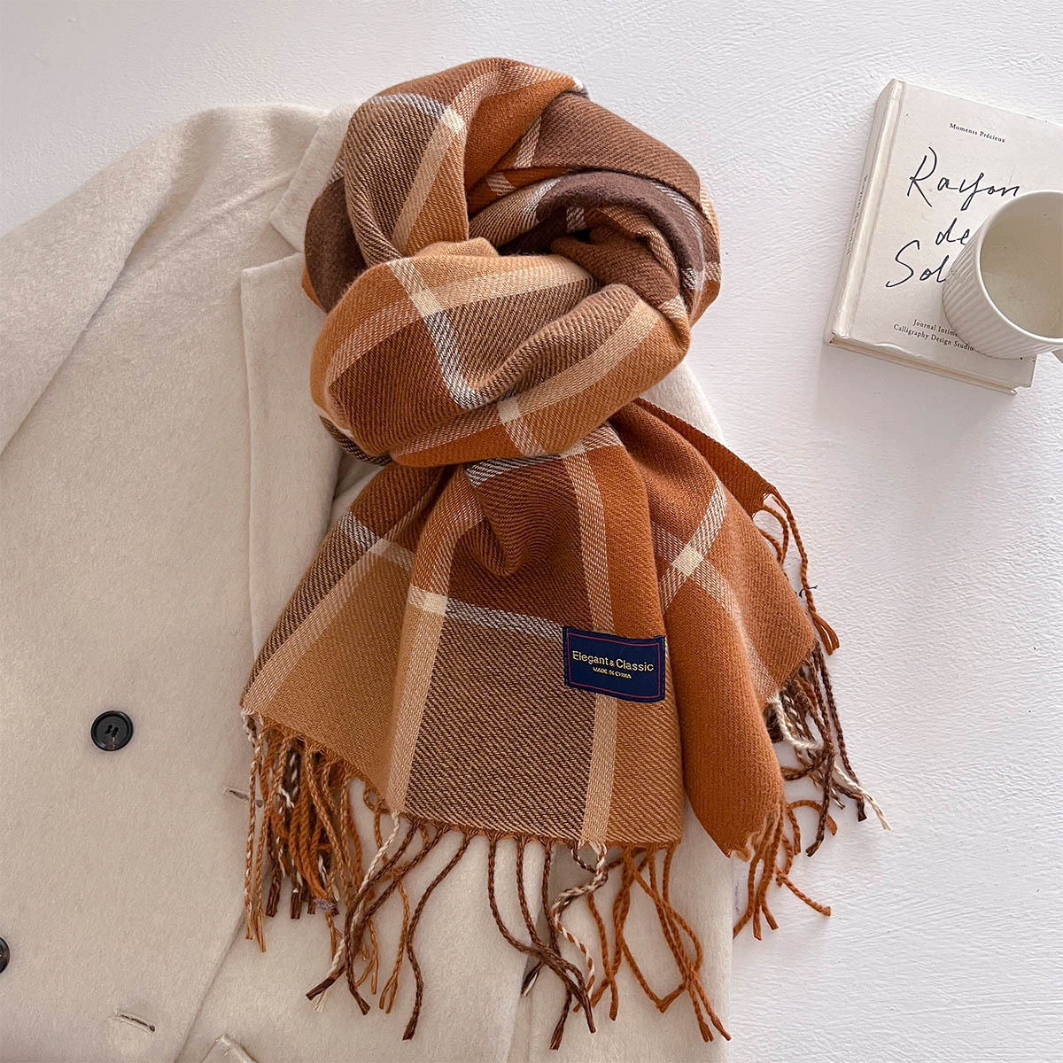 チェック 服 大判チェック柄マフラー 格子模様ストール 防寒