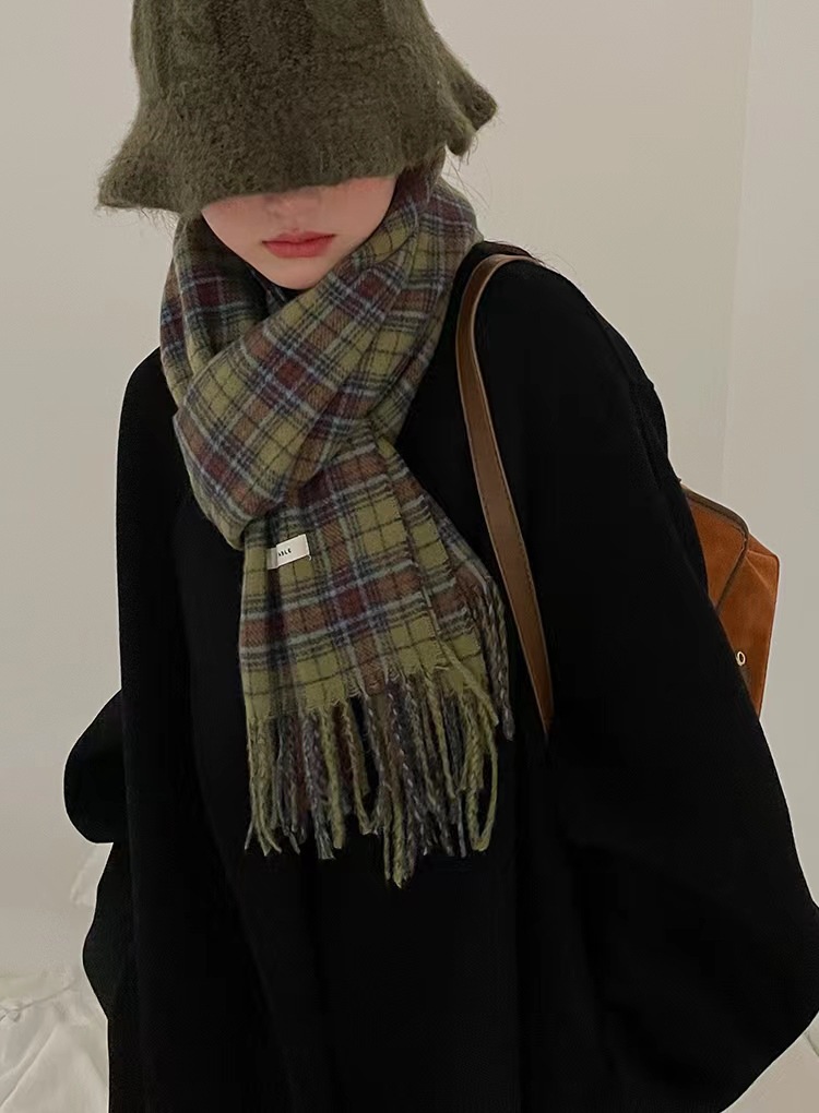 チェック 服 大判チェック柄マフラー 格子ストール 防寒おしゃれ