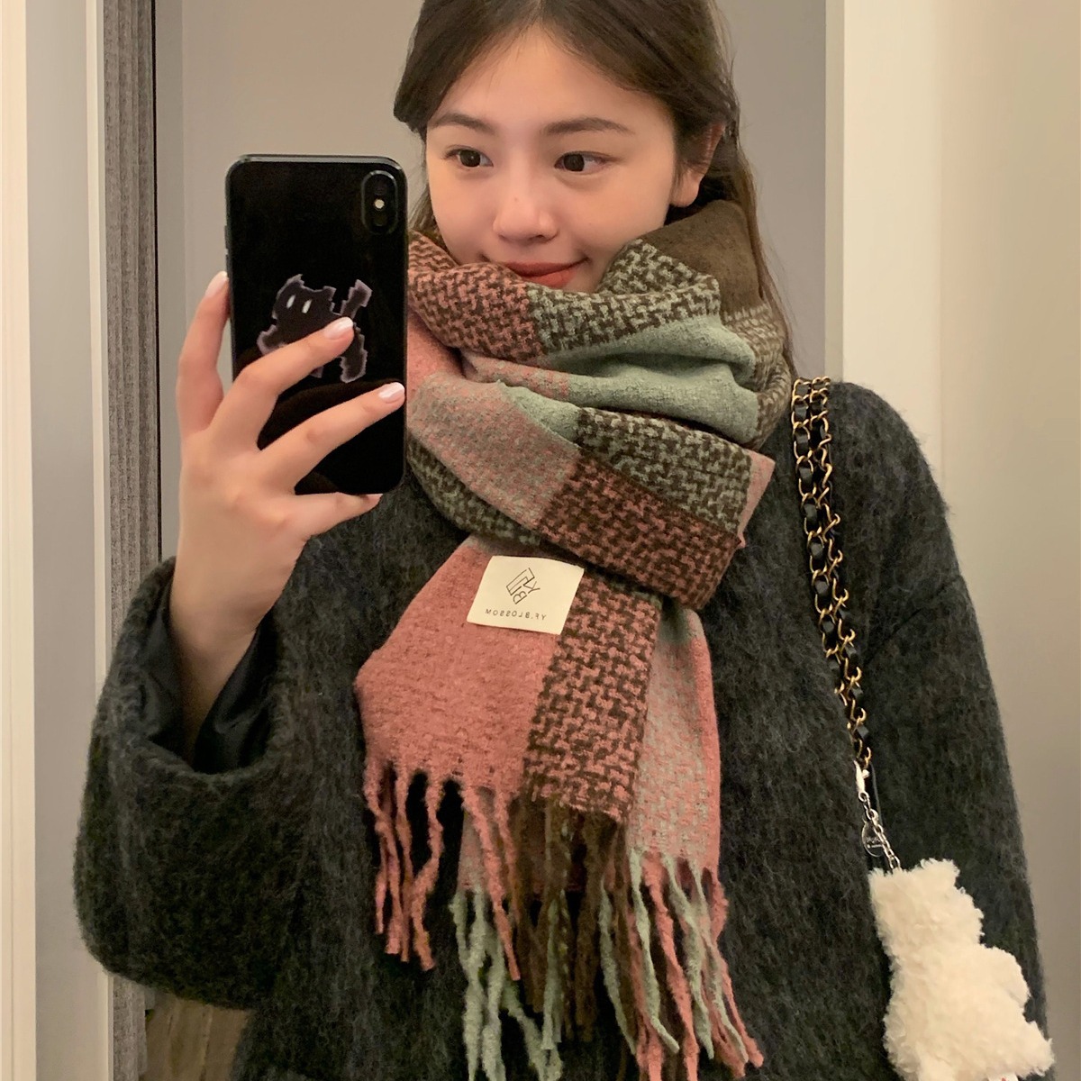 チェック 服 レディース用チェック柄マフラー 7色展開 秋冬ファッション