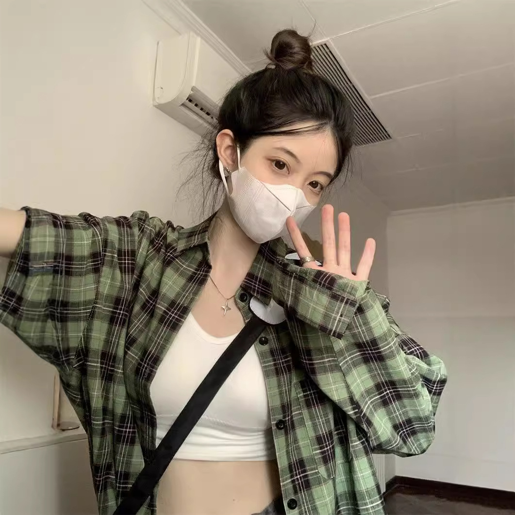 チェック 服 レディース長袖チェック柄シャツ