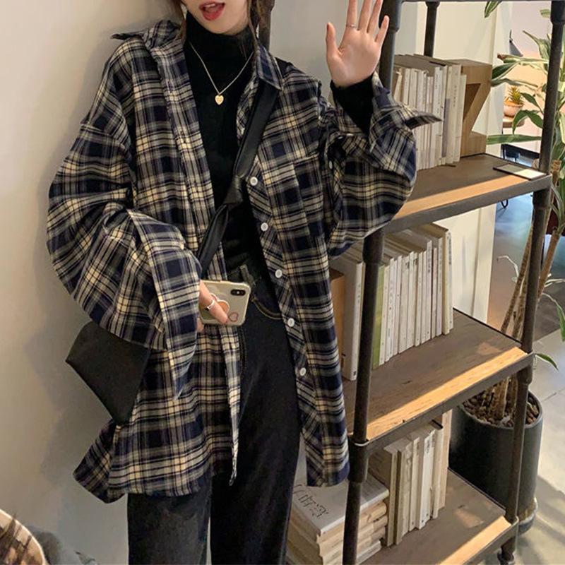 チェック 服 チェック柄長袖シャツ レディース ゆったり羽織り