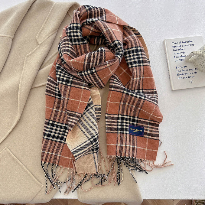 チェック 服 格子柄大判ストール 防寒マフラー 秋冬 カシミア風