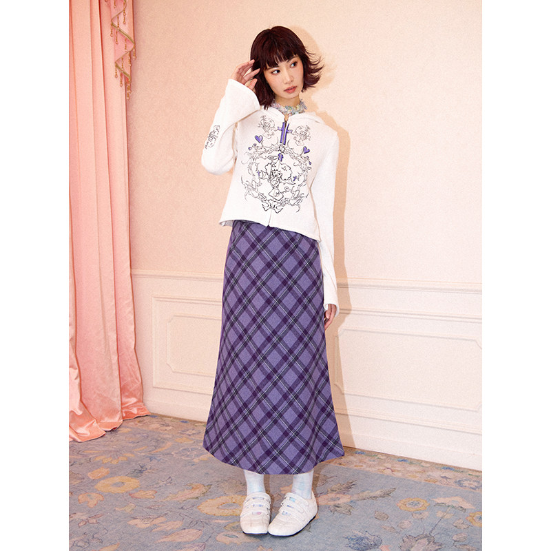 チェック 服 バイアス切替チェック柄ロングスカート