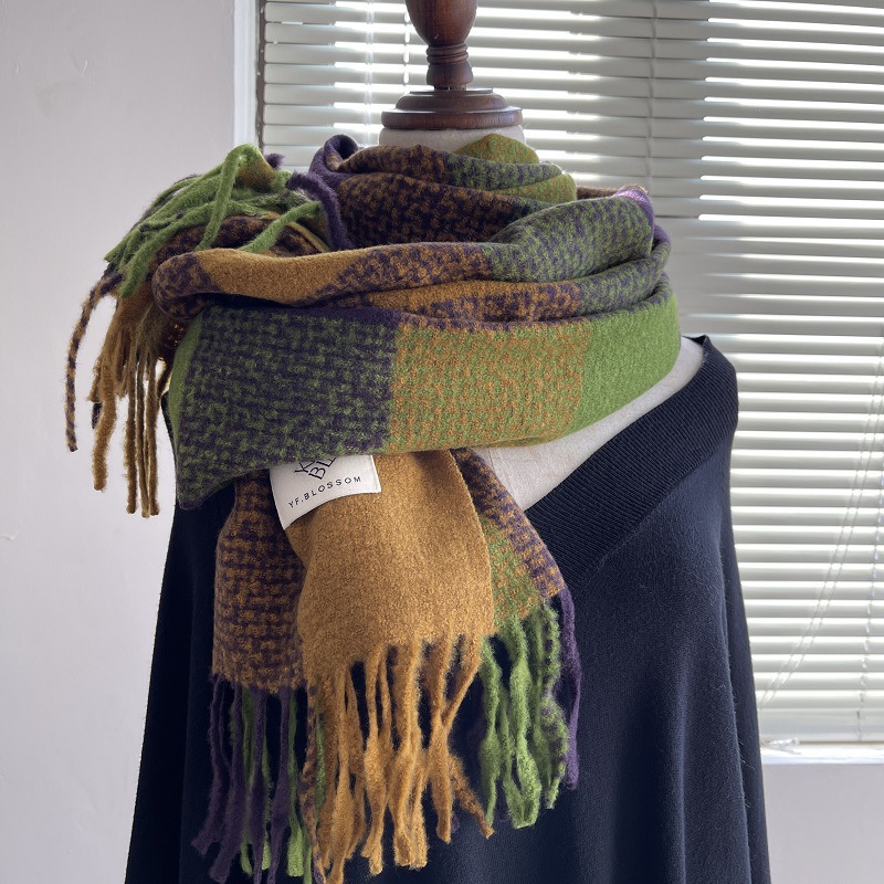 チェック 服 レディース用チェック柄マフラー 7色展開 秋冬ファッション