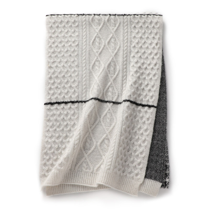 チェック 服 千鳥格子柄切替デザインニットマフラー