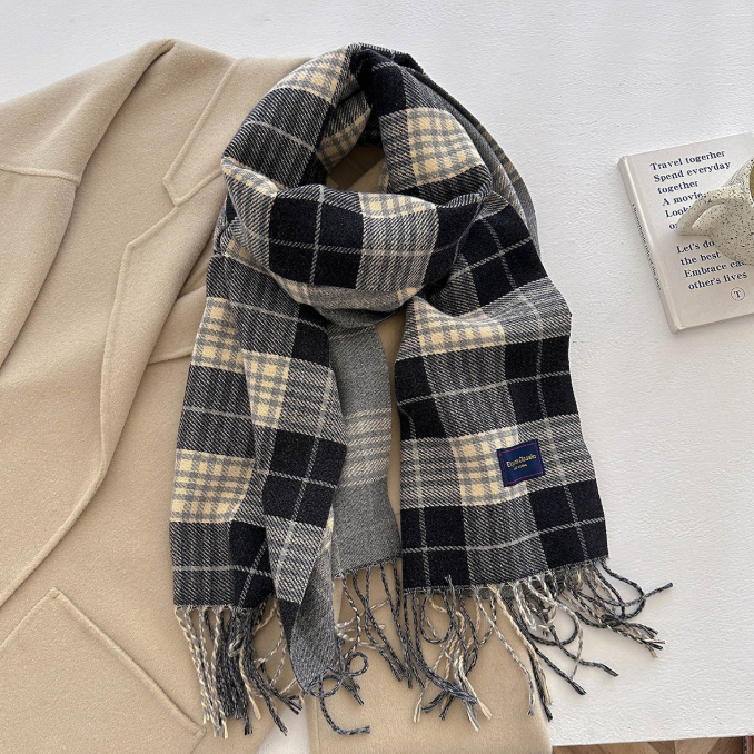 チェック 服 格子柄大判ストール 防寒マフラー 秋冬 カシミア風