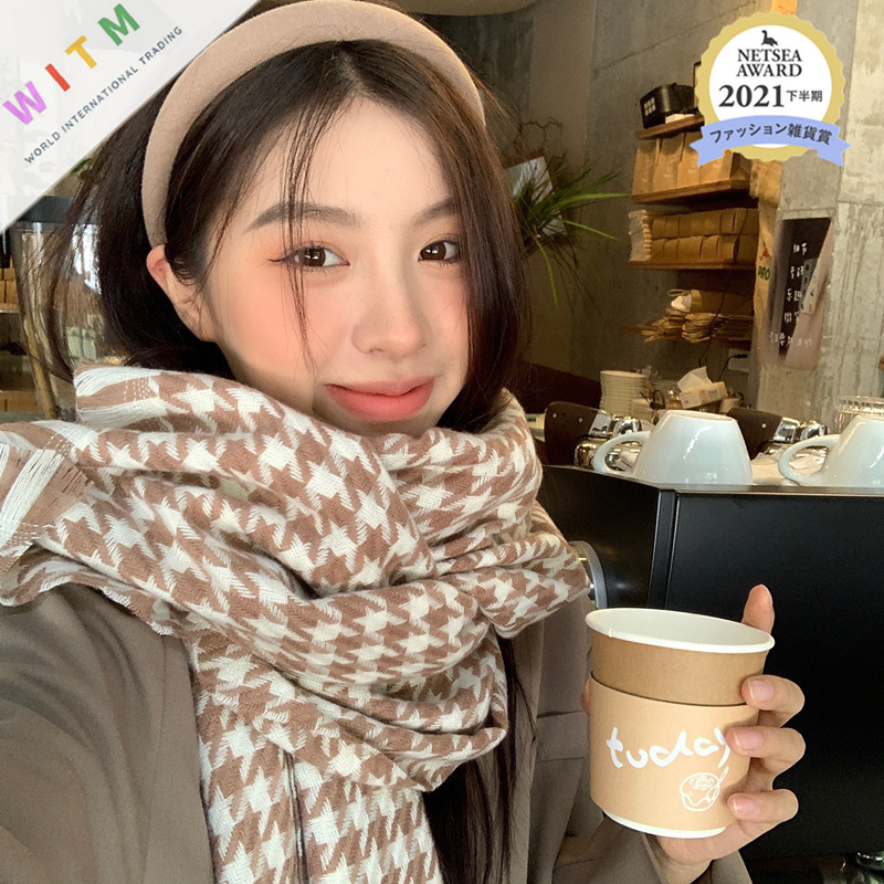 チェック 服 秋冬新作チェック柄大判マフラー厚手防寒レディース