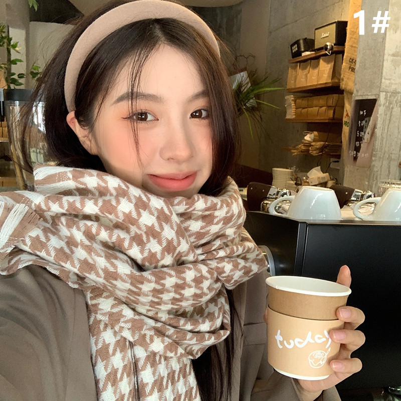 チェック 服 秋冬新作チェック柄大判マフラー厚手防寒レディース