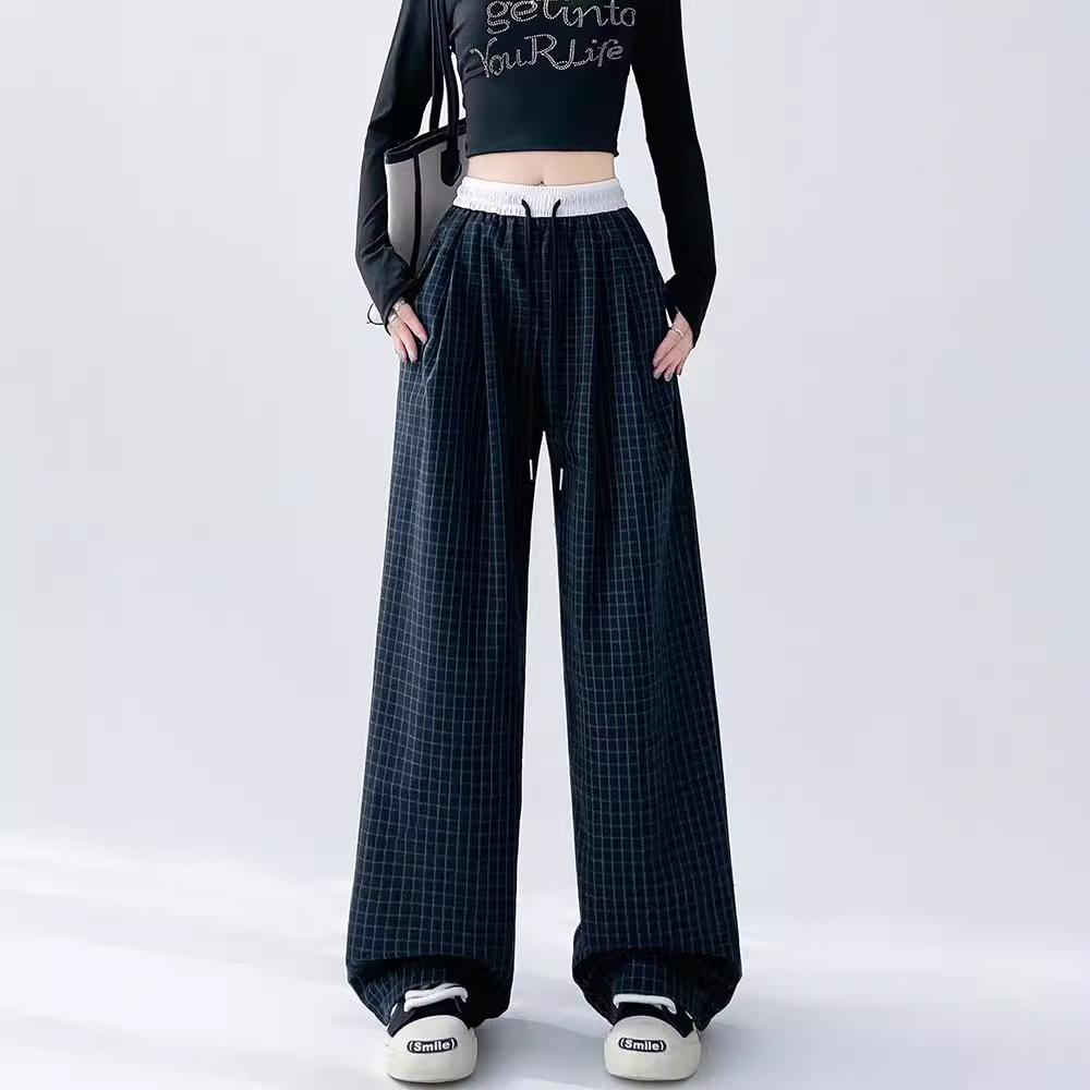 チェック 服 チェック柄ワイドパンツ ゆったりカジュアル