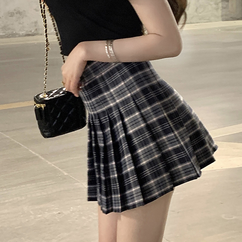 チェック服 高腰チェックプリーツミニスカート