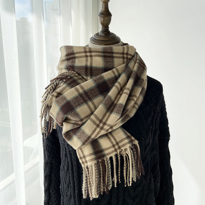 チェック 服 暖かチェック柄マフラー レディース 防寒小物 4色展開