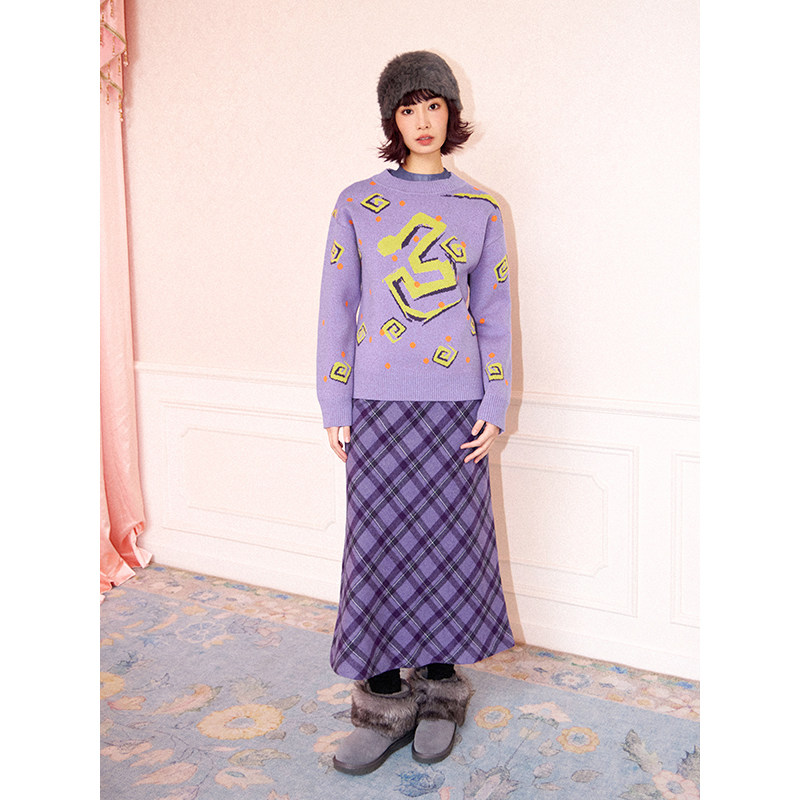 チェック 服 バイアス切替チェック柄ロングスカート