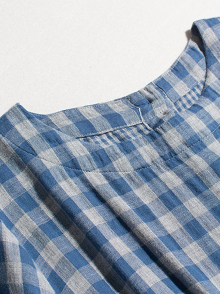 チェック 服 ギンガムチェック柄リボンベルト付きゆったりワンピース
