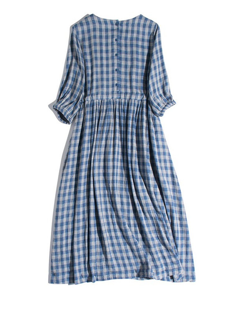 チェック 服 ギンガムチェック柄リボンベルト付きゆったりワンピース