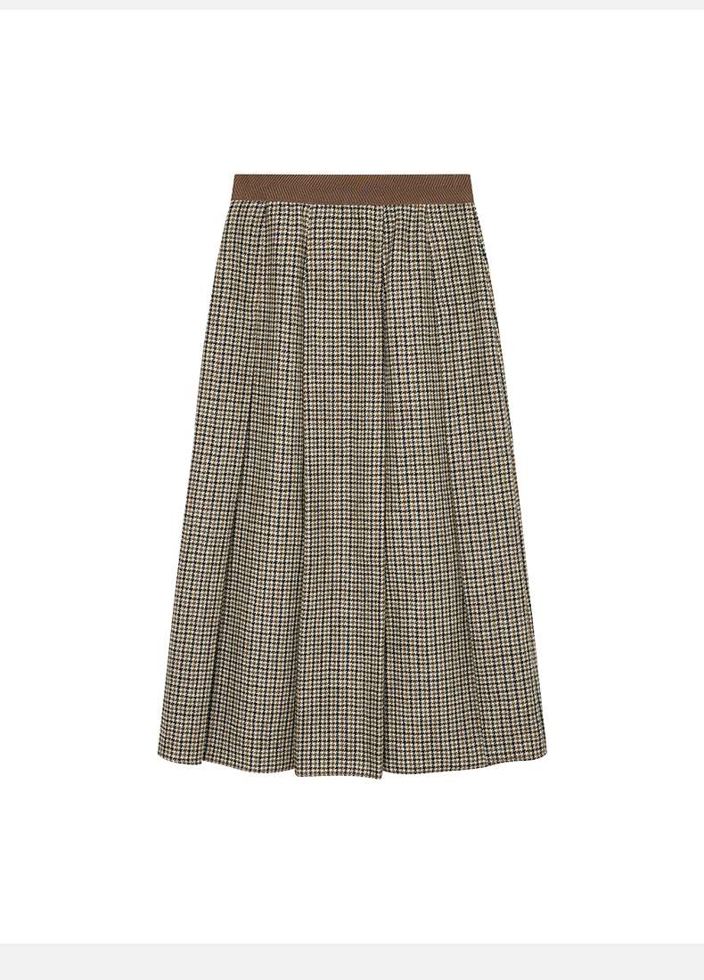 くるみボタン付きチェックスカート