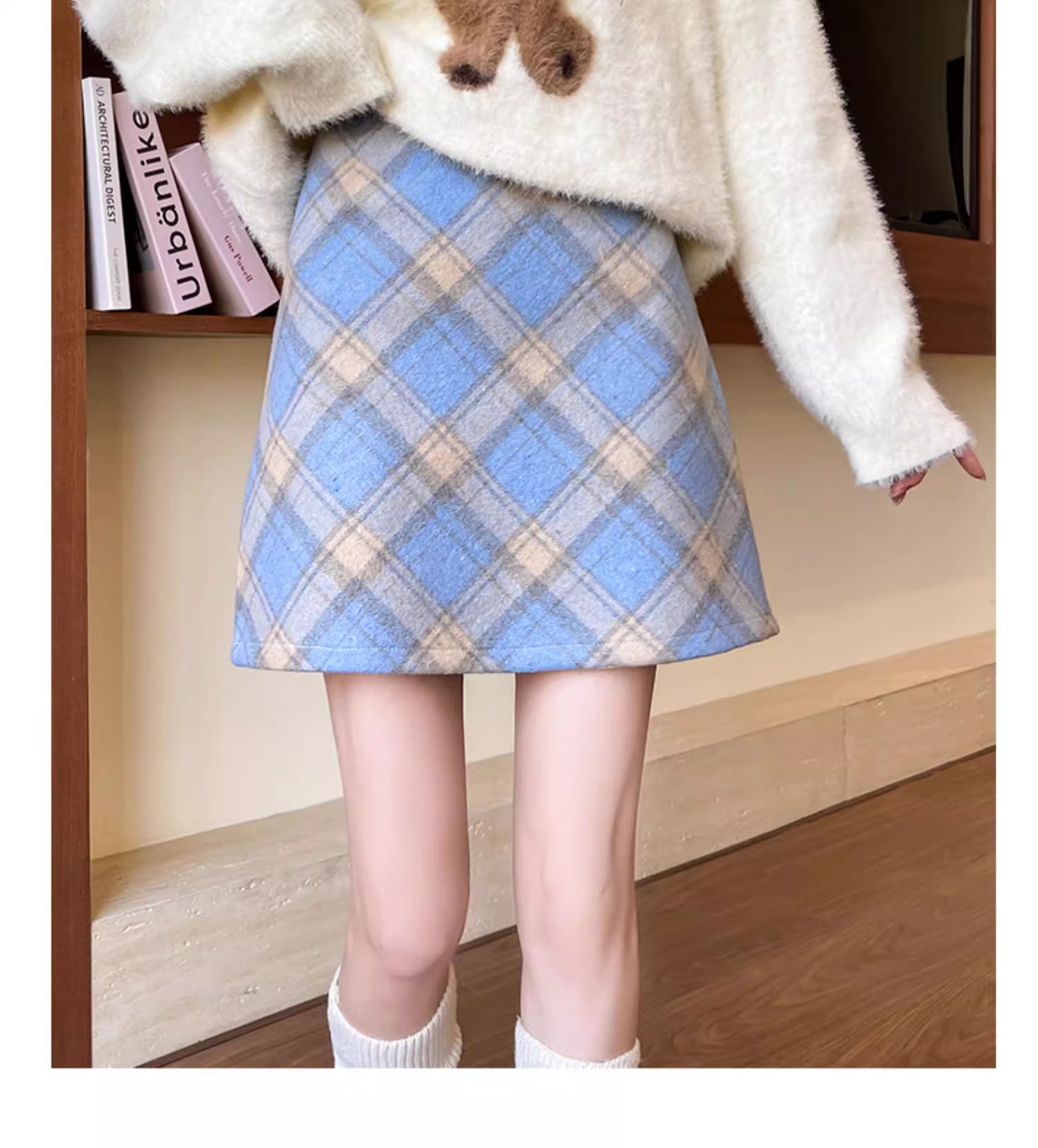 チェックスカート シンプルプリーツチェックミニスカート