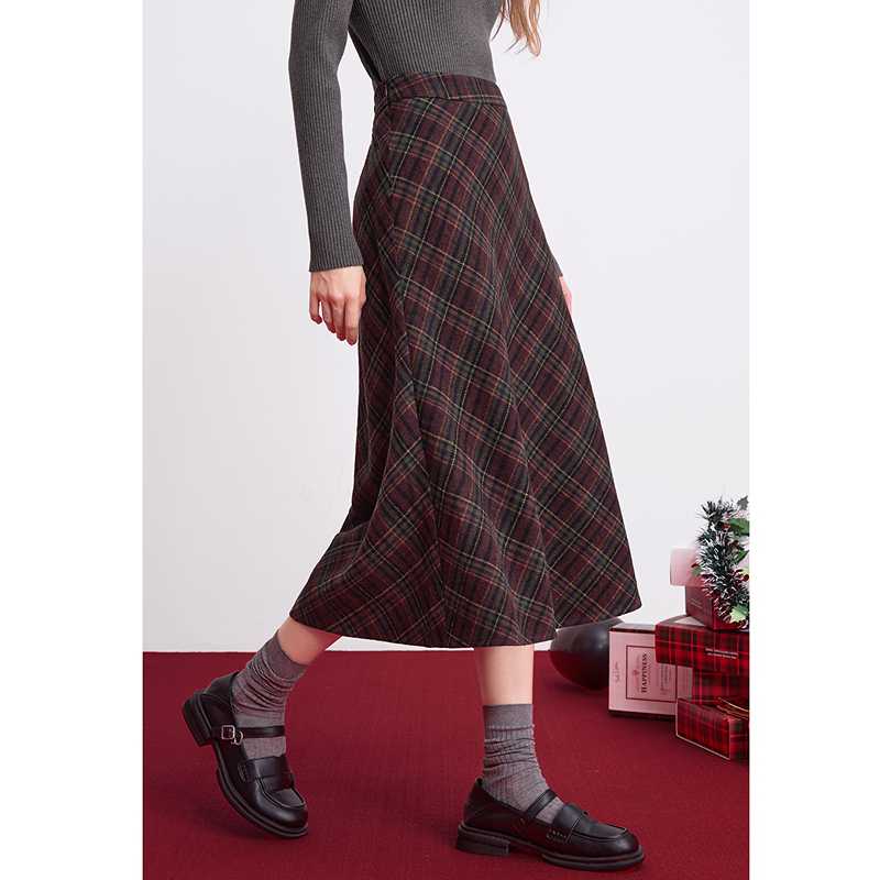 クラシカル チェックスカート ロング丈