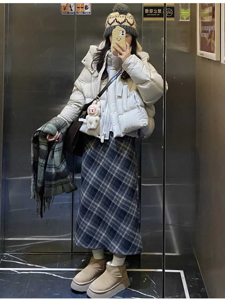 チェックスカート チェック柄ミモレスカート