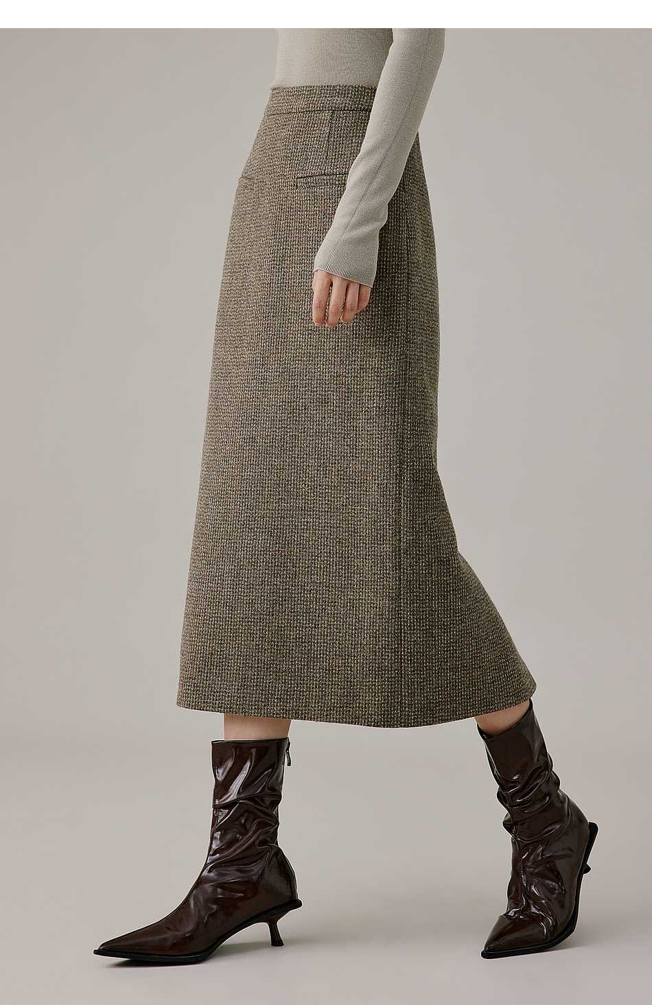 チェックスカート あったか素材チェックロングスカート