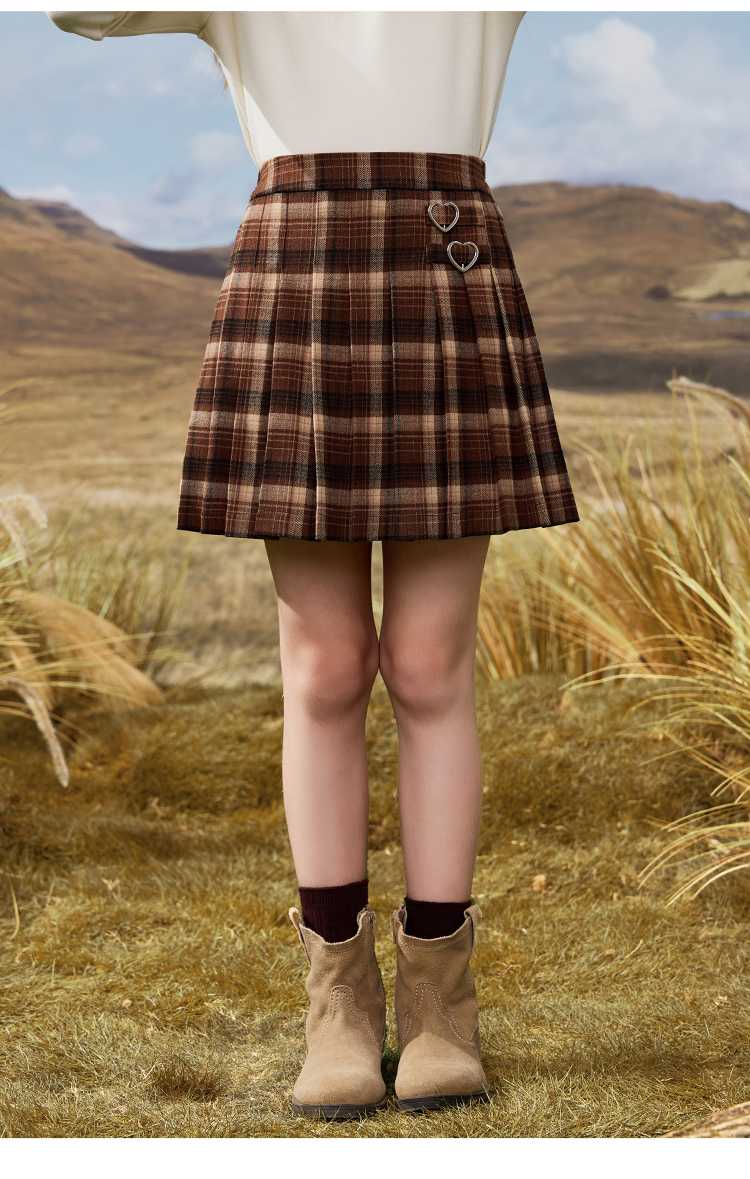 チェックスカート ハート金具付きプリーツスカート