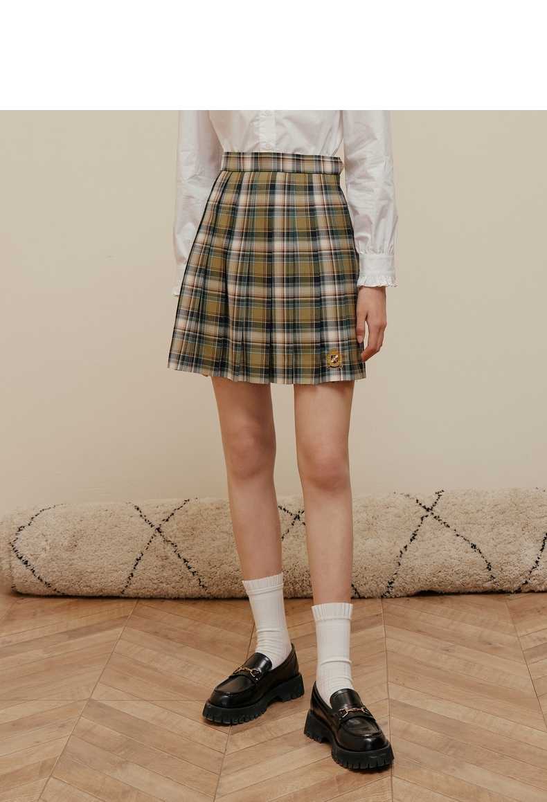 プリーツ入り制服風チェックスカート