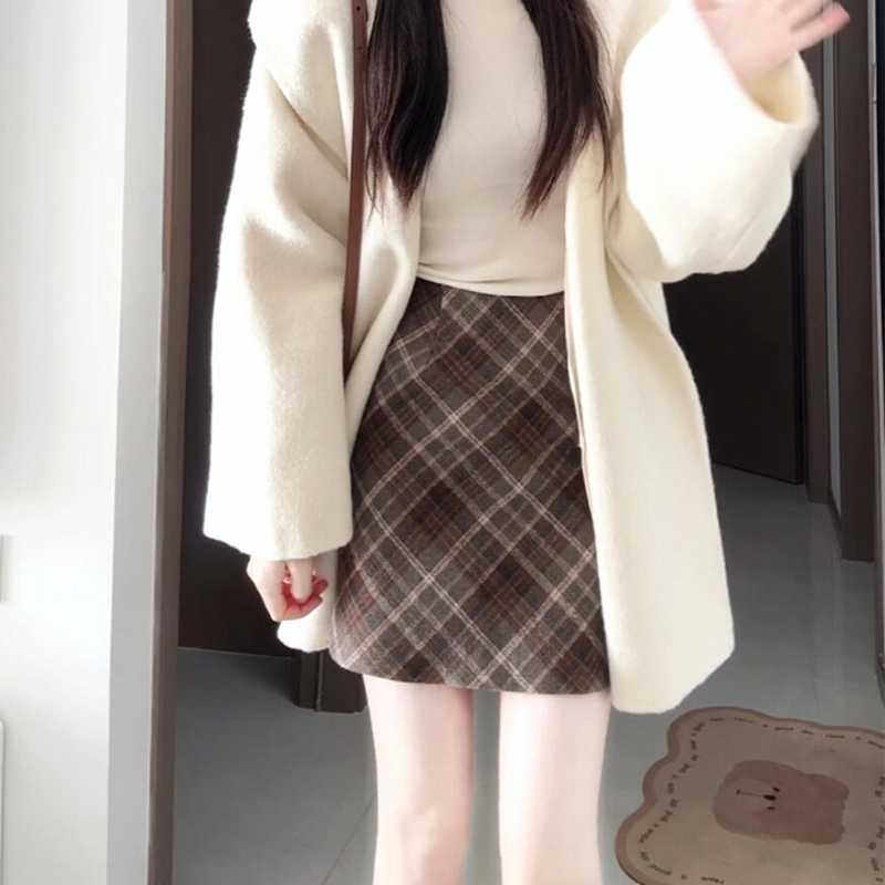 チェックスカート 大人可愛い シンプルチェック柄ミニスカート