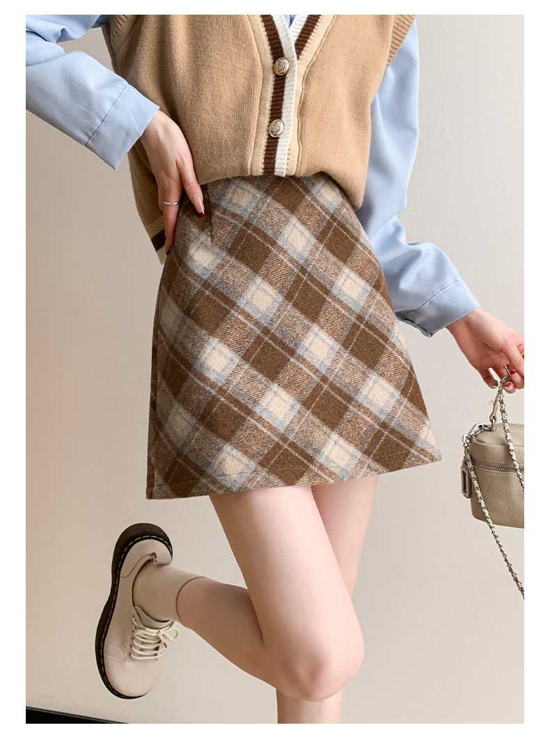 チェックスカート あったかウール チェックミニスカート