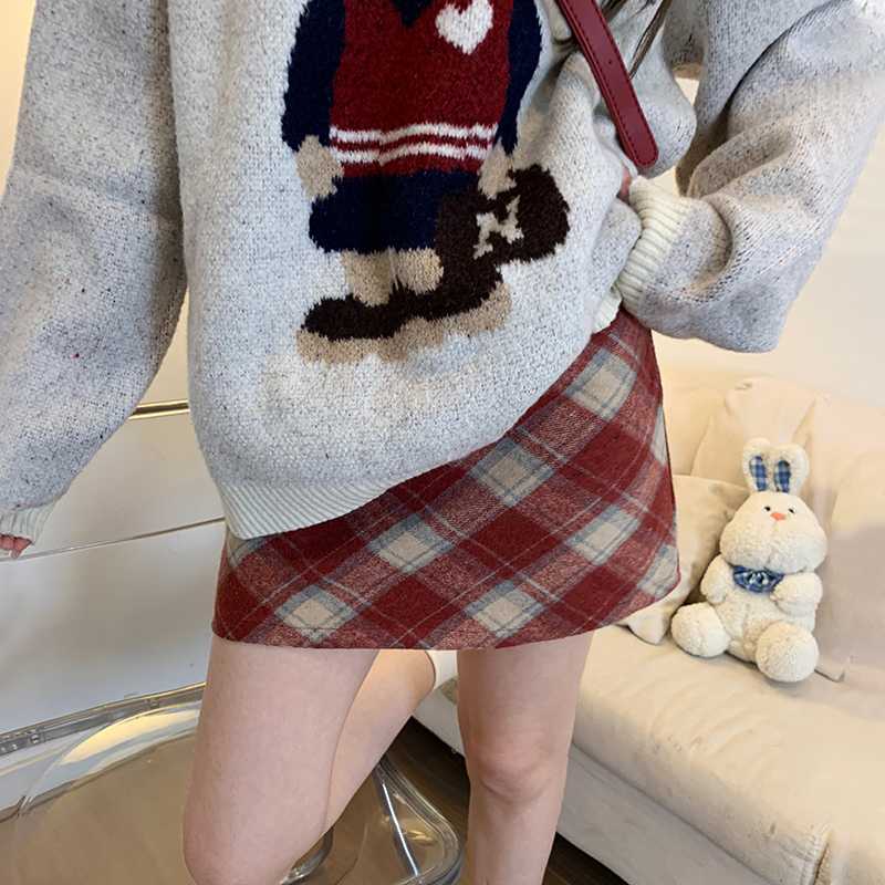 チェックスカート やわらか素材チェックミニスカート