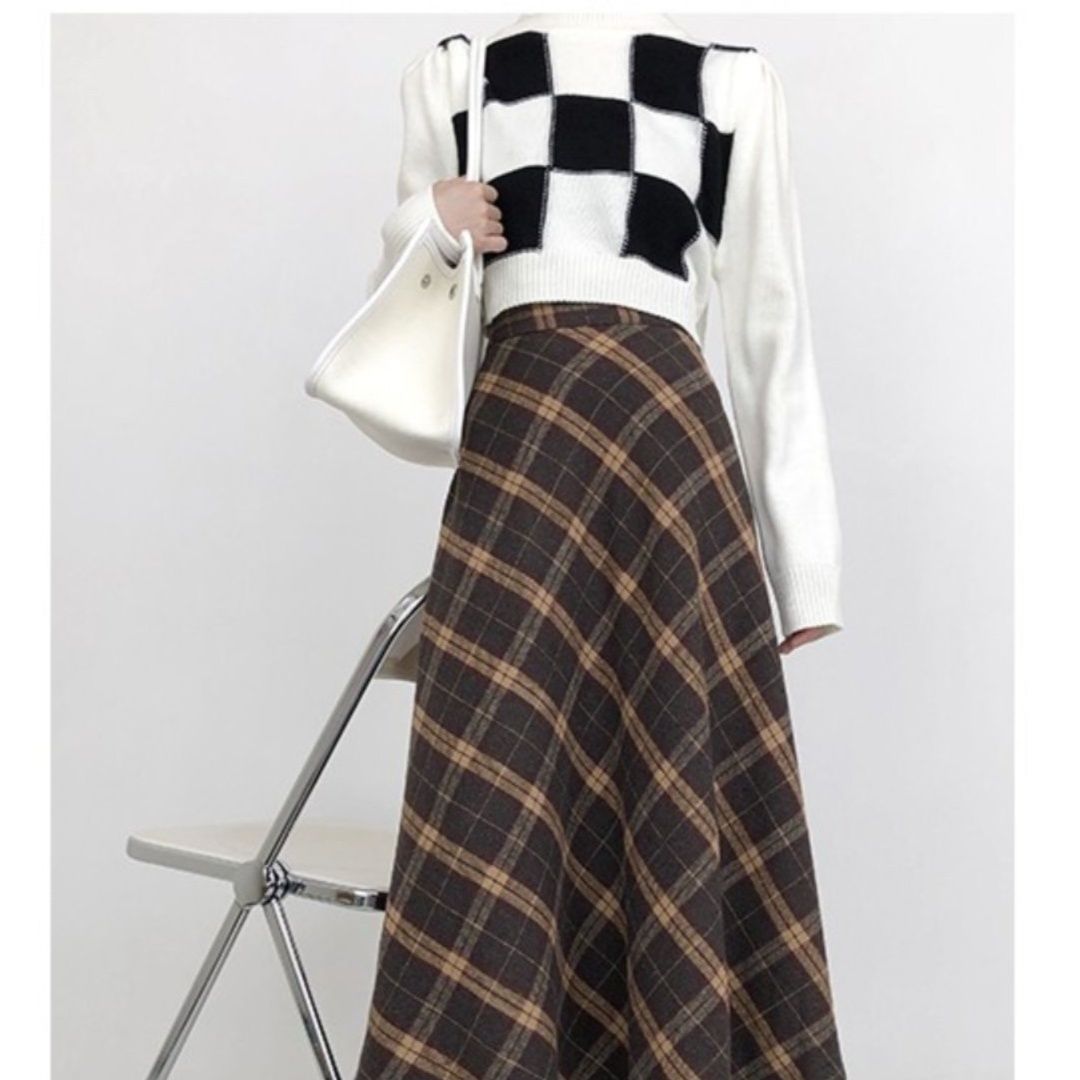 チェックスカート クラシックチェック柄フレアロングスカート