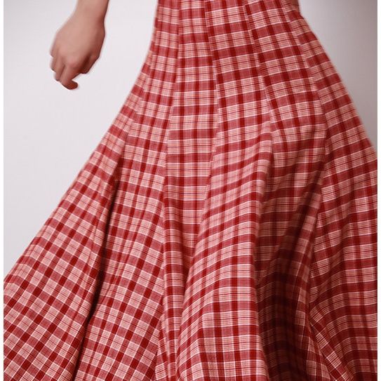 チェックスカート ギンガムチェック柄フレアロングスカート