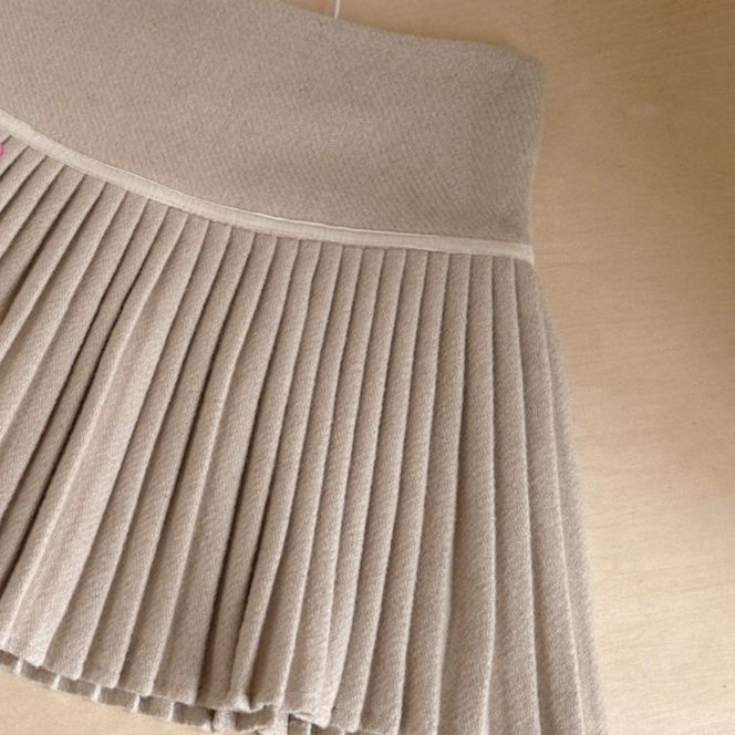 チェックスカート ニット素材プリーツ切替チェック柄ミニスカート