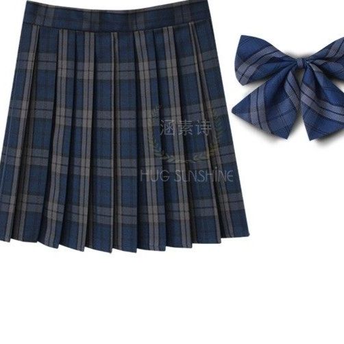 チェックスカート プリーツ仕立てチェック柄ミニスカートリボン付き