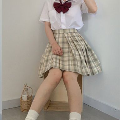 チェックスカート 清楚系格子柄プリーツスカート