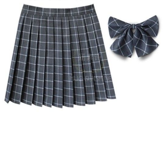チェックスカート プリーツチェック柄ミニスカートリボン付き二点セット