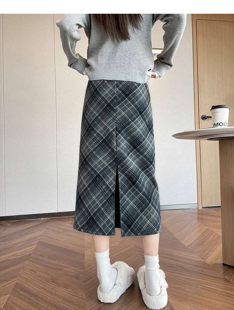 チェックスカート あったかチェックロングスカート