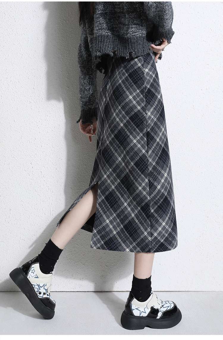 チェックスカート シンプル チェック柄 ロング スカート