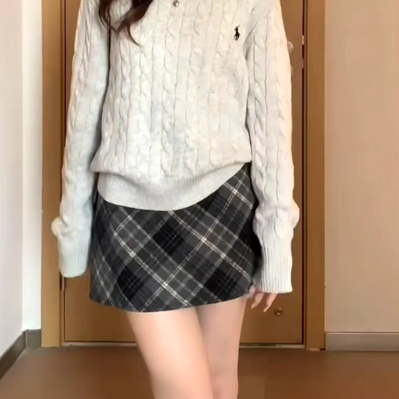 チェックスカート シンプルプリーツチェックミニスカート