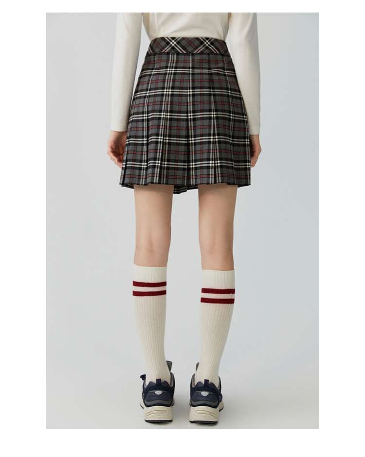 チェックスカート プリーツ入りチェック柄制服風スカート