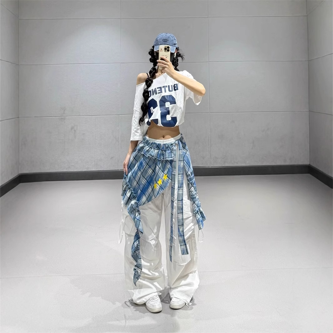 チェックスカート デニム切替チェック柄フリルミニスカート