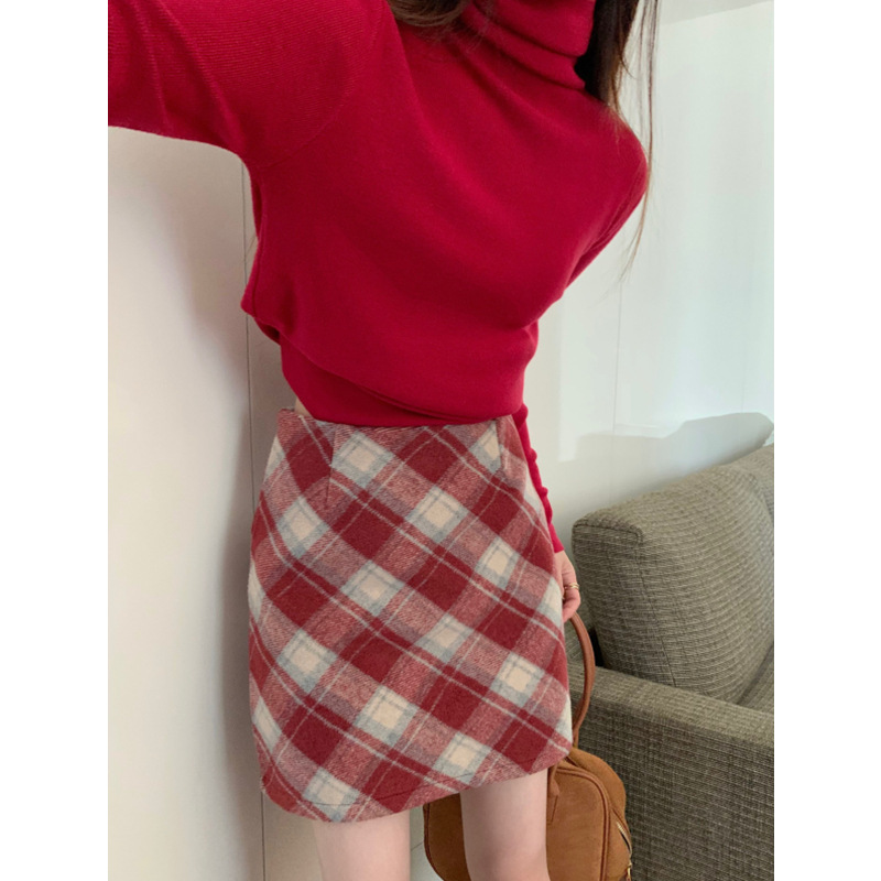 チェックスカート バイアス柄チェックタイトミニスカート