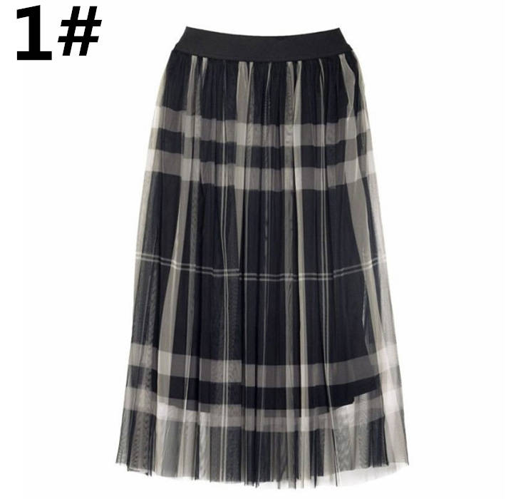 チェックスカート チェック柄ロング丈フレアスカート ウェストゴム仕様