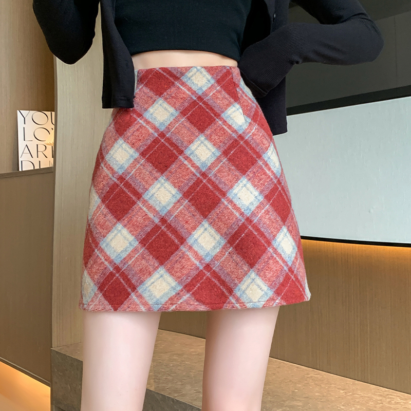 ウール混チェックスカート
