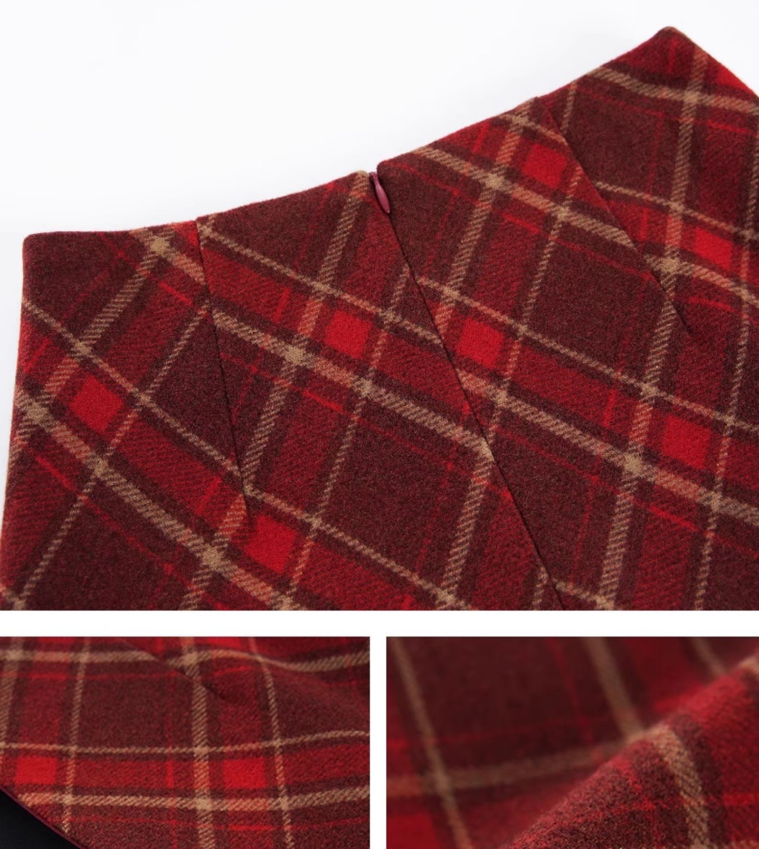 チェックスカート 斜め格子柄のウール混タイトミニスカート