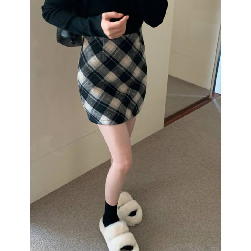 チェックスカート バイアス柄チェックタイトミニスカート