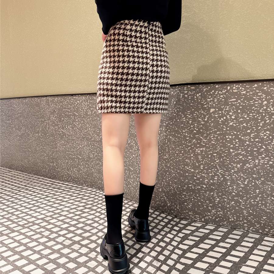 チェックスカート レトロ千鳥格子スカート