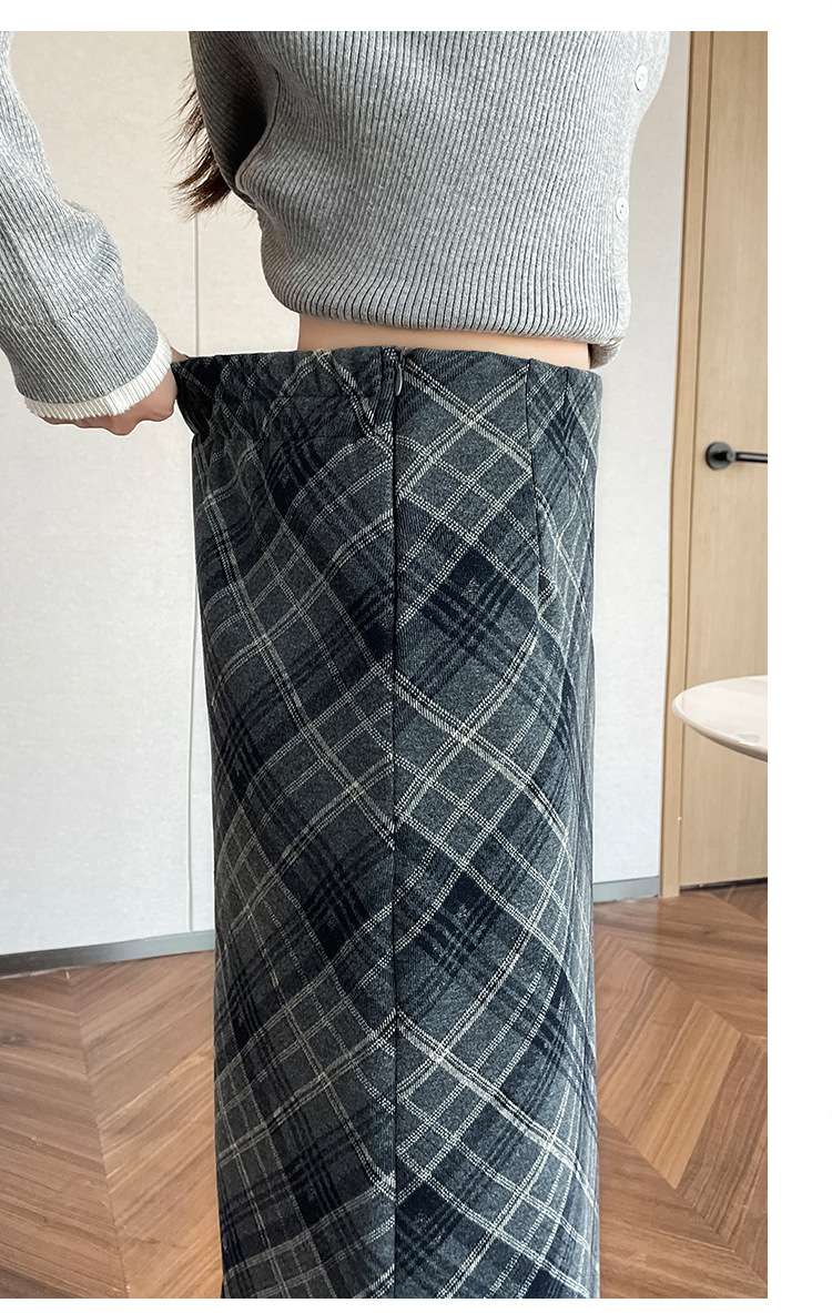 チェックスカート あったかチェックロングスカート