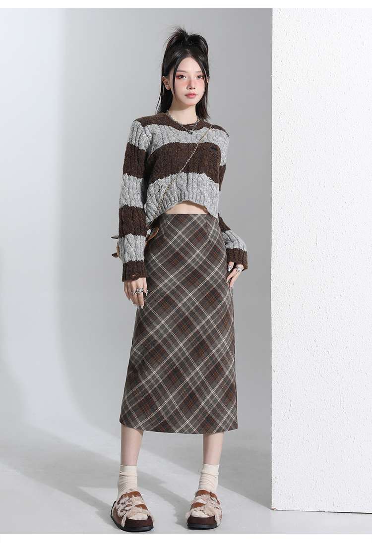 チェックスカート シンプル チェック柄 ロング スカート