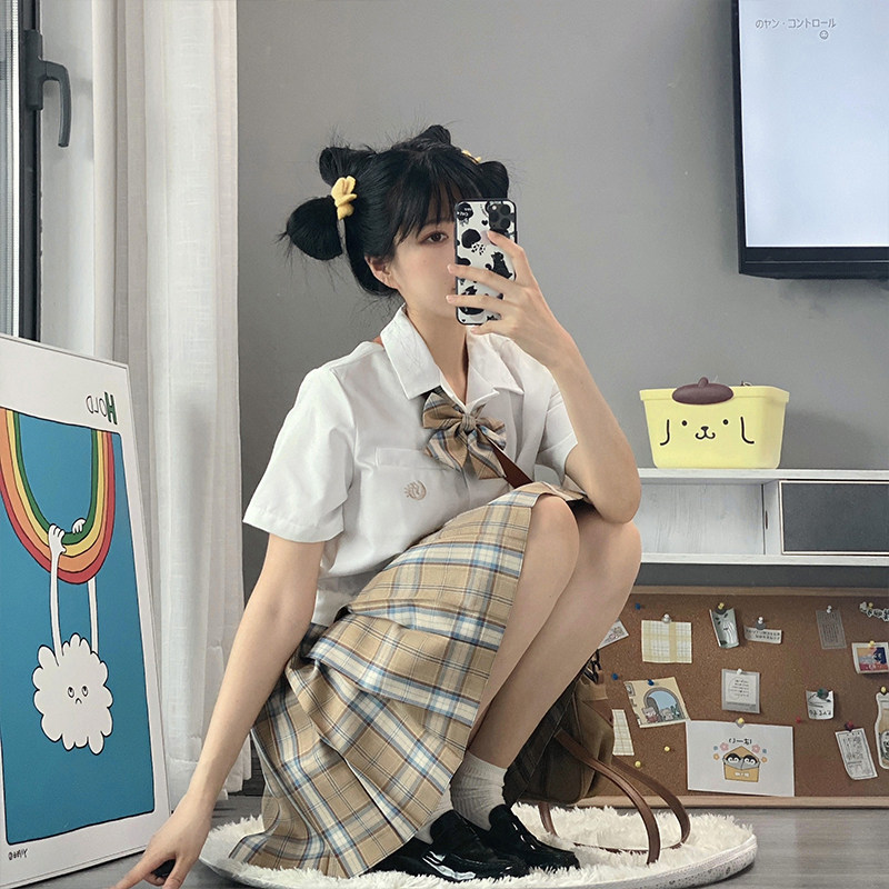 チェックスカート 学院風クラシック格子柄プリーツミニスカート